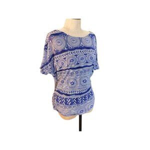 Chico's Size XL (3) Boho Mock Double Cold Shoulder Top Blouse